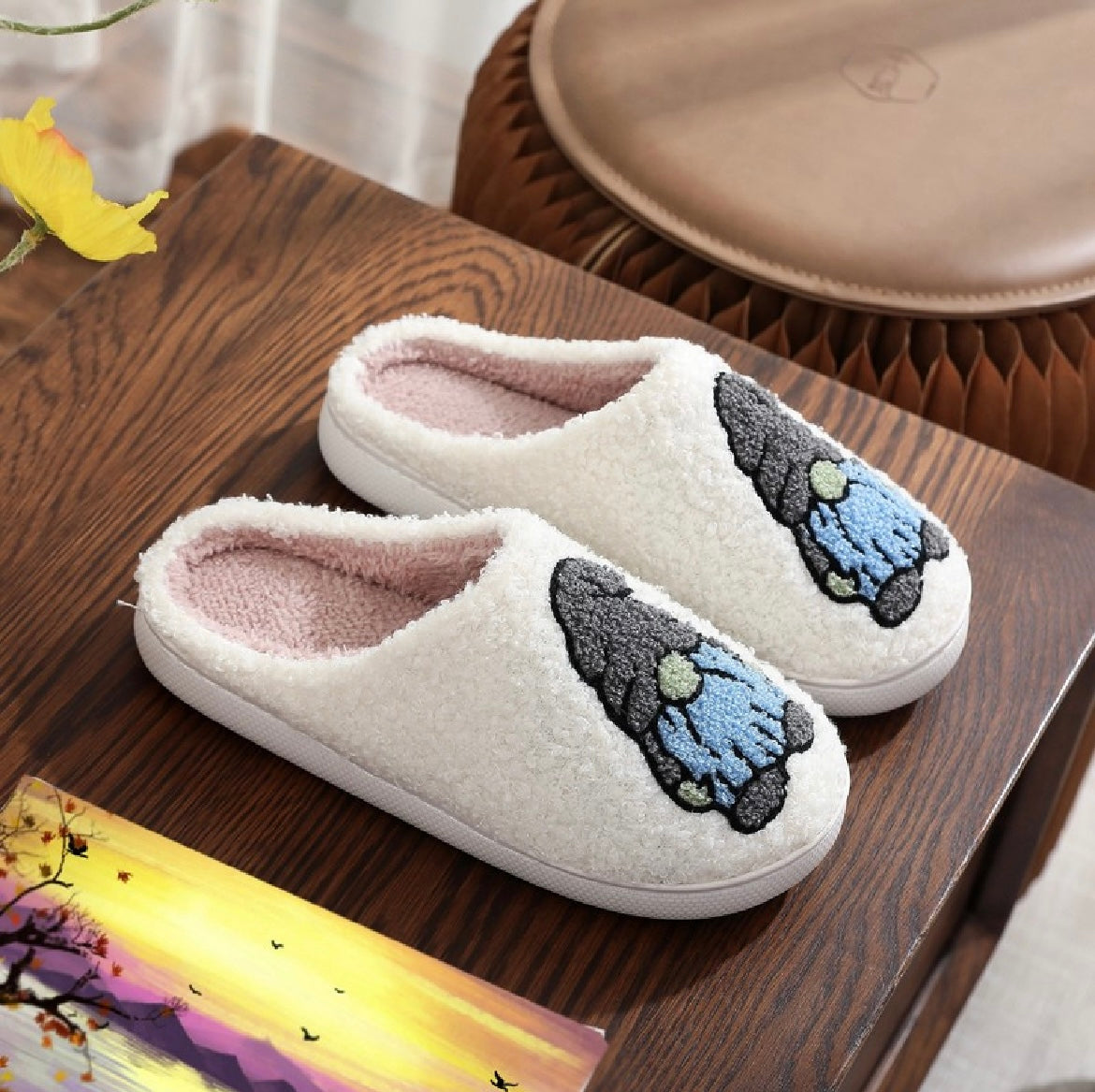 Gnome Fuzzy Slippers (White)