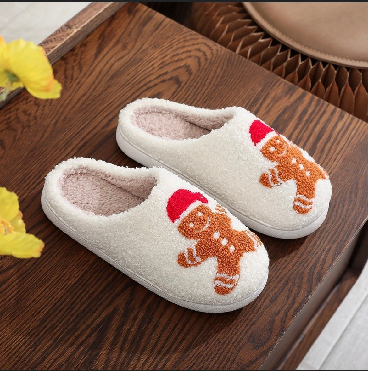 Gingerbread Fuzzy Slippers