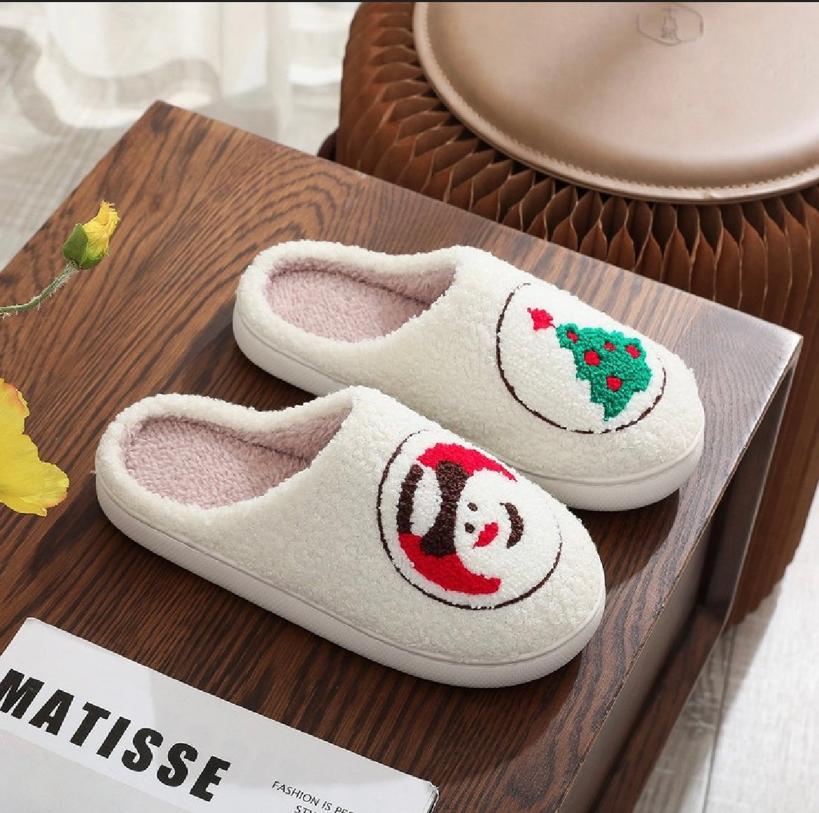 Christmas Fuzzy Slippers (mismatched)